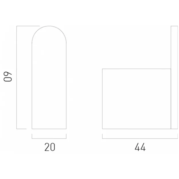 Vado Photon Robe Hook Wall Mounted Chrome technical drawing - Image 2