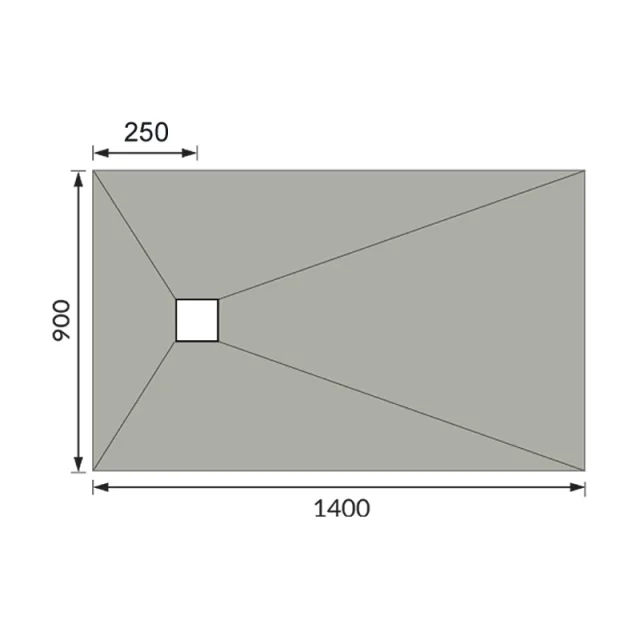Abacus Elements Shower Tray 14x9 End technical drawing - Image 2
