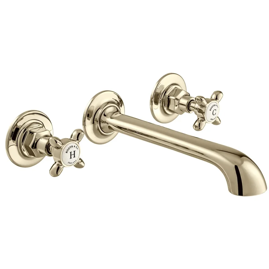 Booth & Co. Wall Mounted Basin Mixer Bright Nickel & Crackled White product image - Image 1