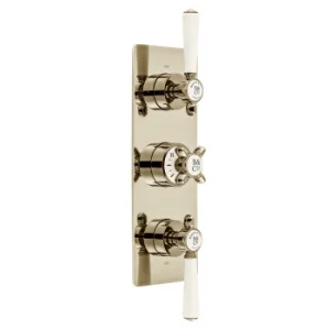 Booth & Co. 2 Outlet, 3 Handle Concealed Thermostatic Valve Nickel & Crackled White