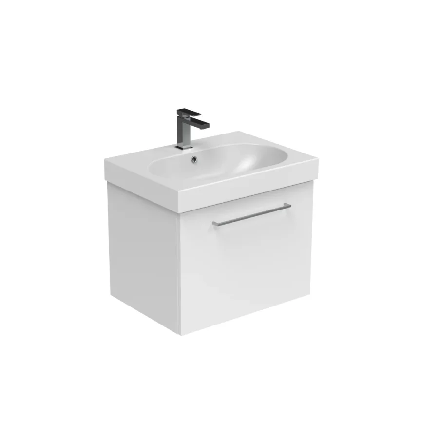 Saneux Austen 60cm 1 Drawer Wall Mounted Unit - Gloss White product image - Image 1