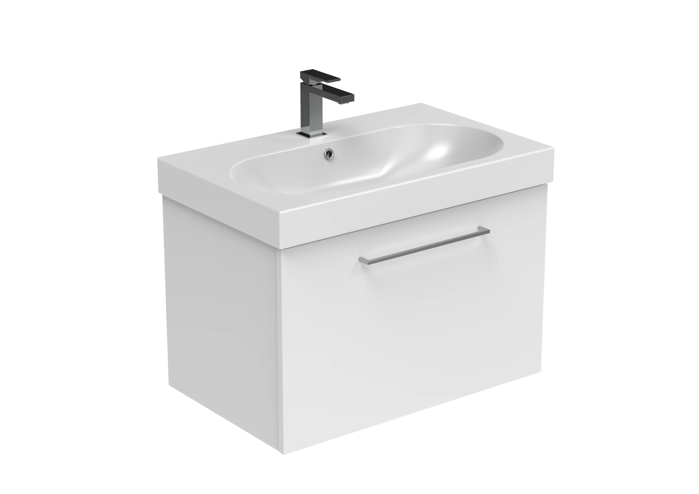 Saneux Austen 72cm 1 Drawer Wall Mounted Unit - Gloss White
