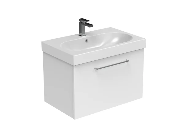 Saneux Austen 72cm 1 Drawer Wall Mounted Unit - Gloss White