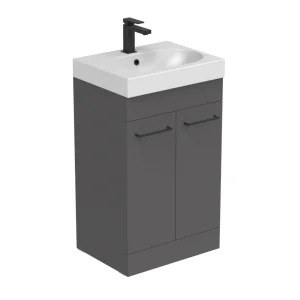 Saneux Austen 50cm 2 Door Floor Standing Unit - Matte Iron Grey