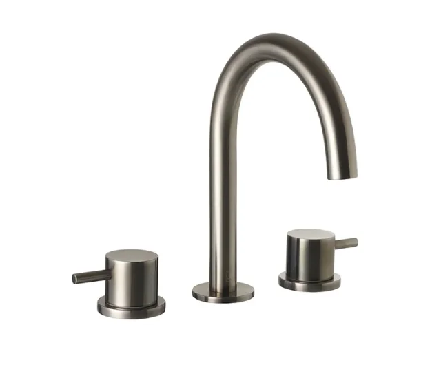 Just Taps Vos 3 Hole Deck Mounted Basin Mixer Brushed Black product image - Image 1