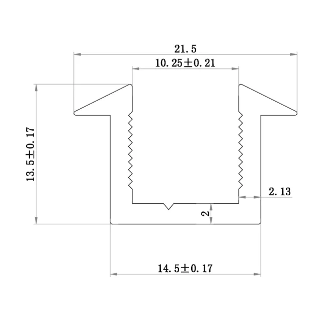 Abacus Glass Recessed Channel -10mm Black - 2400mm technical drawing - Image 2