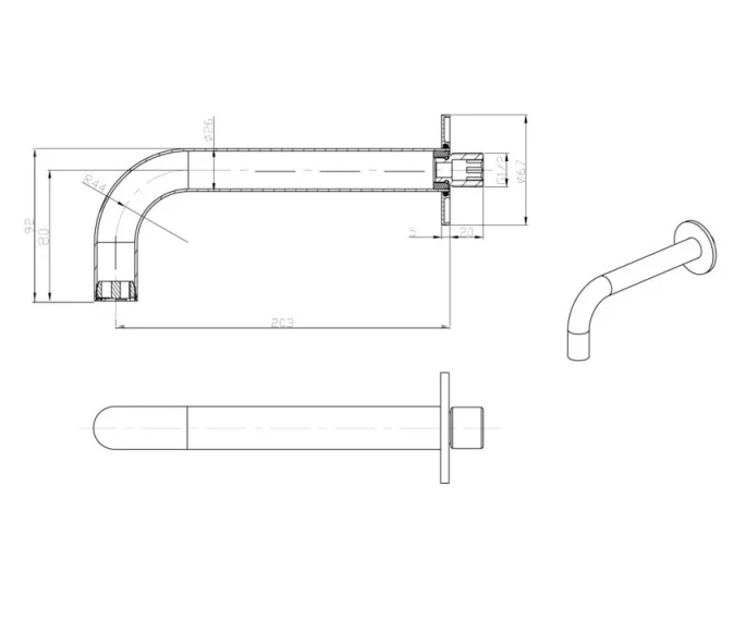 Crosswater MPRO Bath Spout Matt White detail view - Image 3