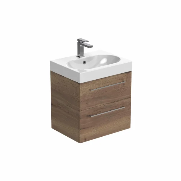 Saneux Austen 50cm 2 Drawer Wall Mounted Unit - English Oak