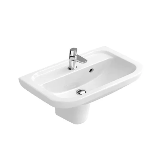 Abacus D-Style Basin With Semi Pedestal 60cm 1 Tap Hole White product image - Image 1
