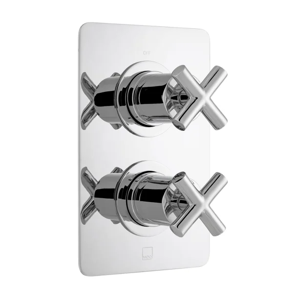 Vado Dx Elements 2 Outlet 2 Handle Concealed Thermostatic Valve Soft Square Backplate Chrome