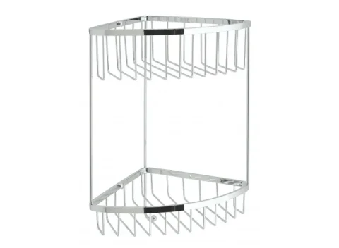Vado Basket Large Double Triangular Corner With Integral Hook Wall Mounted Chrome detail view - Image 2