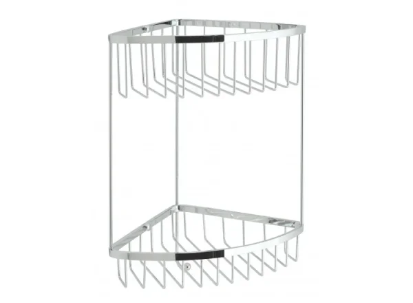 Vado Basket Large Double Triangular Corner With Integral Hook Wall Mounted Chrome detail view - Image 2