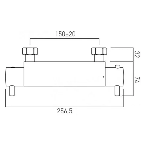 Vado Celsius 1/2" Exposed Thermostatic Shower Valve Chrome technical drawing - Image 3