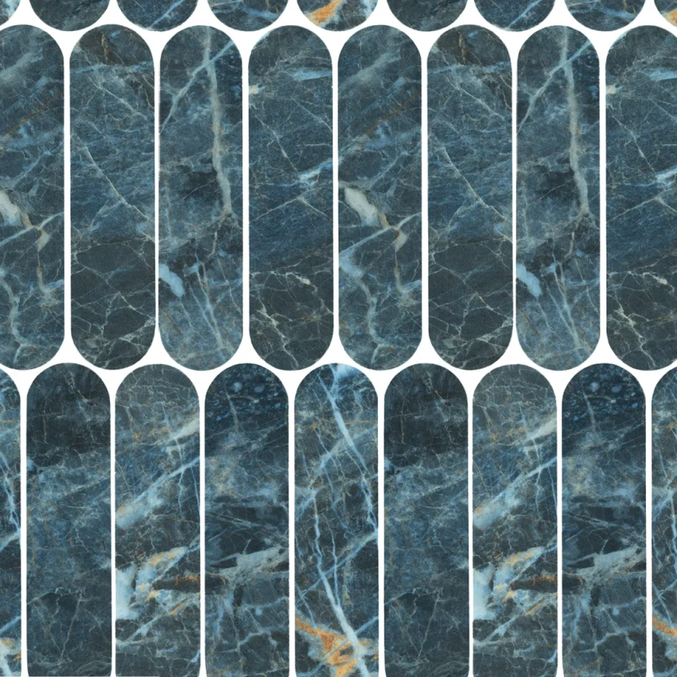 European Tiles Charmo Blue Sunstone Oval Mosaic 19.5 X 37cm Polished Wall Tile (sold Per Piece) detail view - Image 2