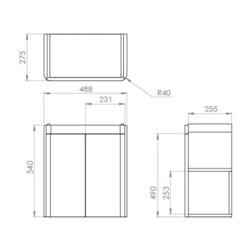 Saneux Hyde 50cm 2 Door Wall Mounted Unit - Matte White detail view - Image 2