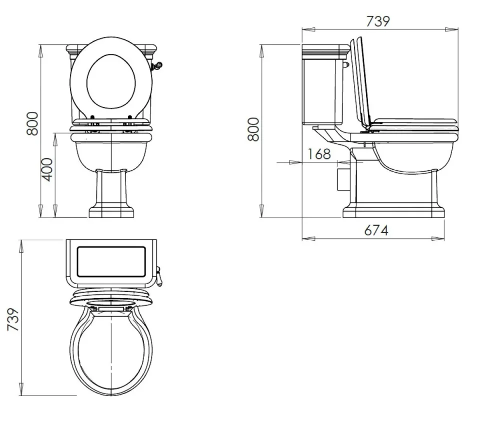 Imperial Etoile Cc Cistern Chrome Lever technical drawing - Image 3