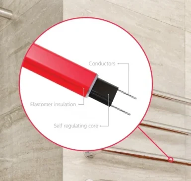 Thermosphere 12v Heated Towel Bar Double Square 632mm Matt White detail view - Image 4