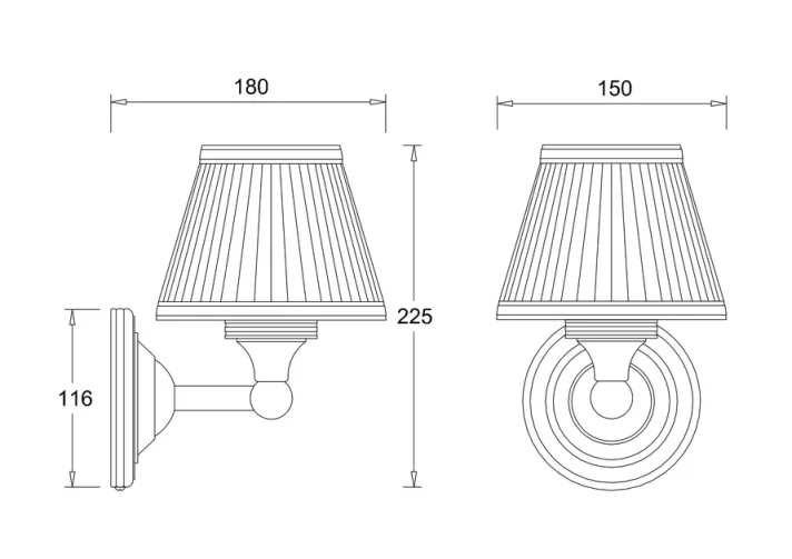 Burlington Round Base, White Fine Pleated Shade - Chrome detail view - Image 2