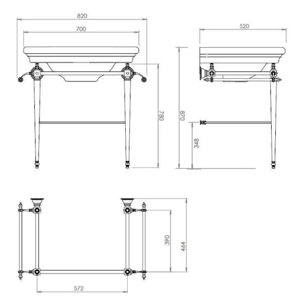 Imperial Etoile Large Basin Stand Chrome technical drawing - Image 3
