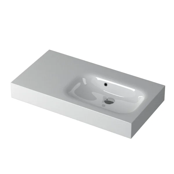 Faeber Infinite S1 Pearl 900mm Right Hand Wall Hung Basin White polished