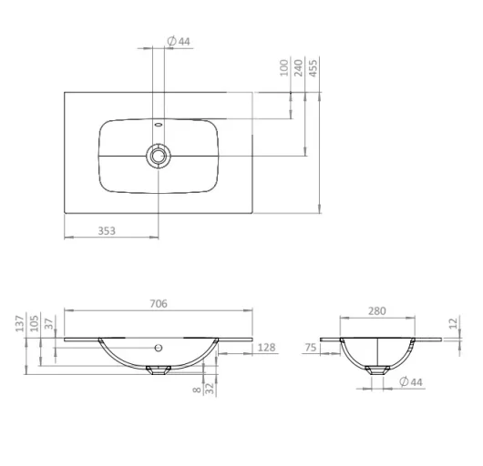 Crosswater Glide Ii Basin Glass 700 0th Ice White detail view - Image 3