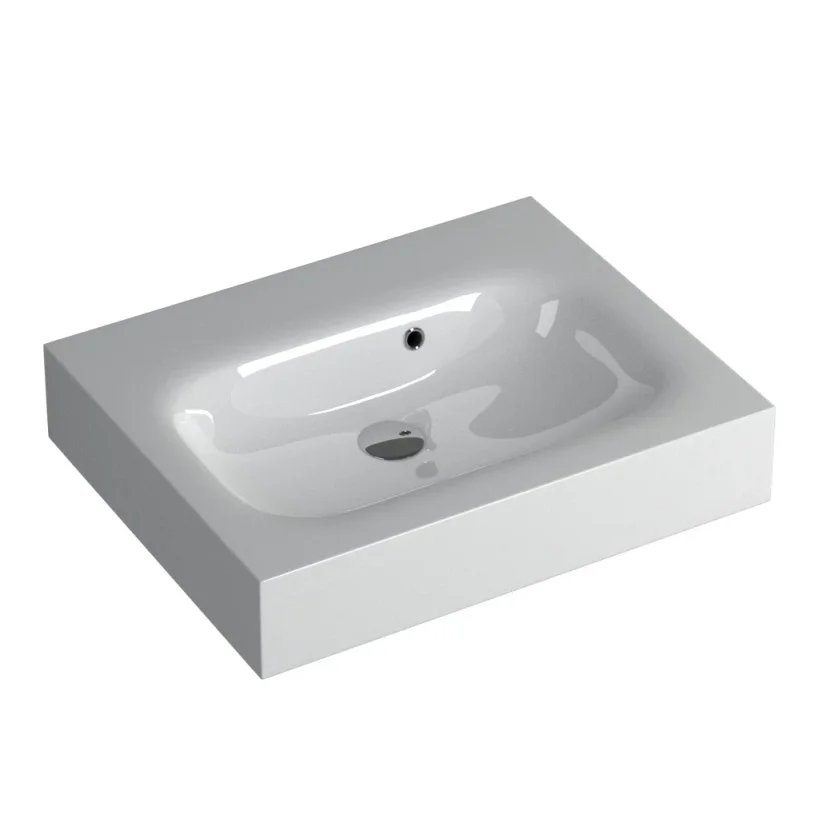 Faeber Infinite S1 Pearl 600mm Single Central Wall Hung Basin White polished product image - Image 1