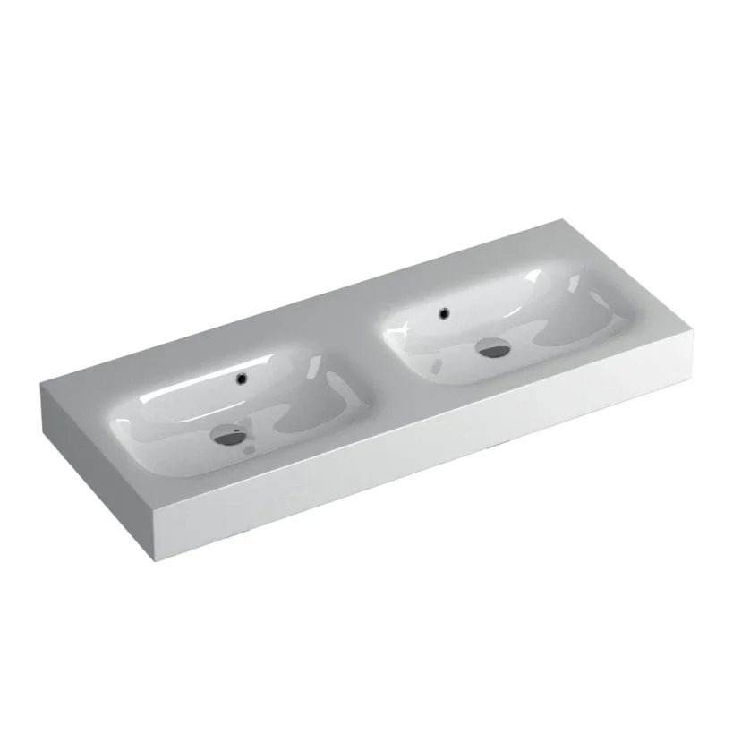 Faeber Infinite S1 Pearl 1200mm Double Wall Hung Basin White polished product image - Image 1