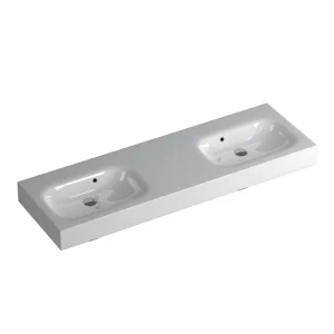 Faeber Infinite S1 Pearl 1500mm Double Wall Hung Basin White polished