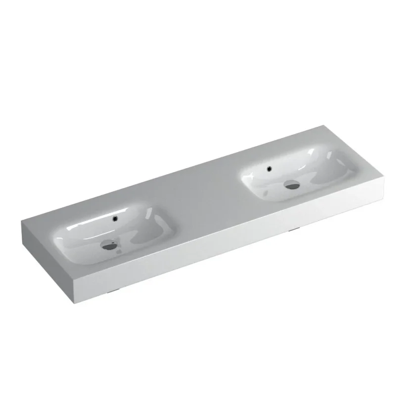 Faeber Infinite S1 Pearl 1500mm Double Wall Hung Basin White polished product image - Image 1