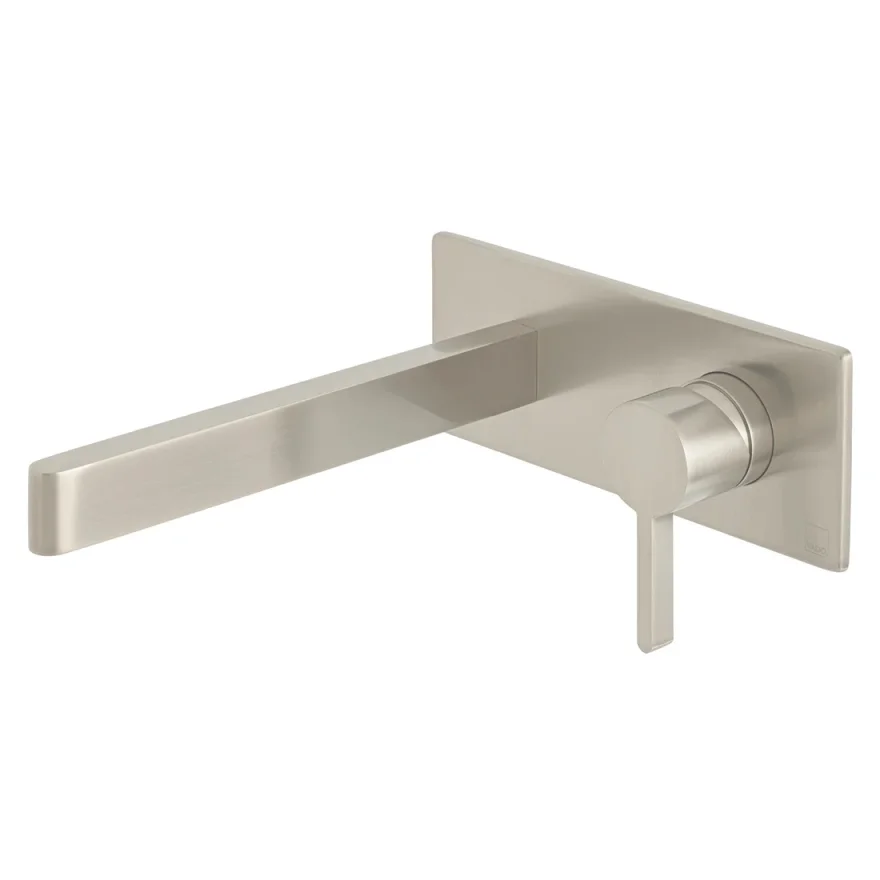 Vado Individual Edit Wall Mounted Single Lever Basin Mixer With Rectangular Backplate Brushed Nickel product image - Image 1