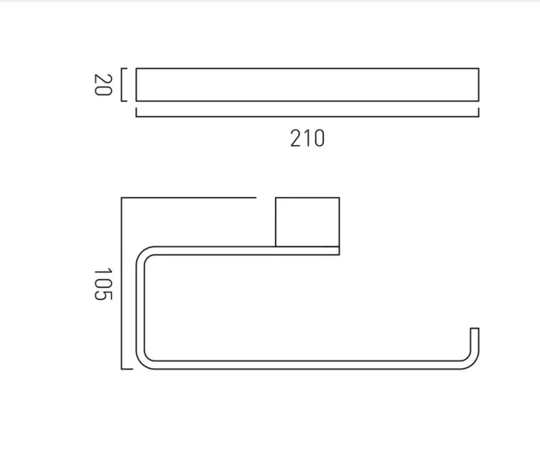 Vado Phase Towel Ring Chrome technical drawing - Image 2