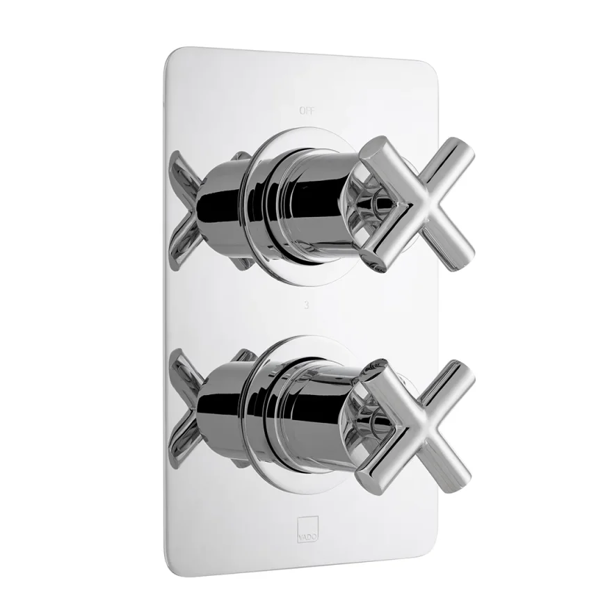 Vado Dx Elements 3 Outlet 2 Handleconcealed Thermostatic Valve Soft Square Backplate Chrome product image - Image 1