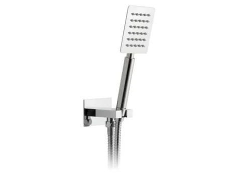Vado Aquablade Single Function Square Mini Shower Kit With 150cm Shower Hose And Bracket With Integrated Outlet Chrome detail view - Image 2