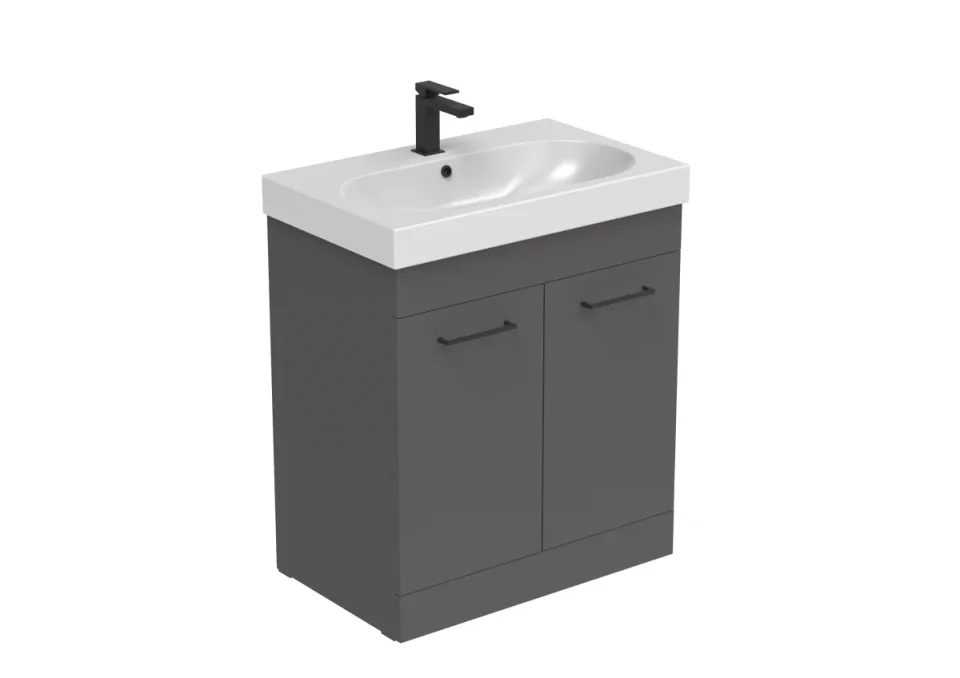 Saneux Austen 72cm 2 Door Floor Standing Unit - Matte Iron Grey product image - Image 1