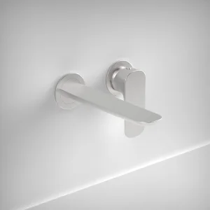 Ava Purity 2 Hole Wall Mounted Basin Mixer W/ Flanges - Brushed Stainless Steel