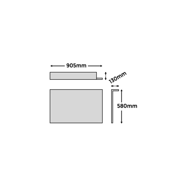 Abacus Elements Bath Panel Ledged Rh 900mm technical drawing - Image 2