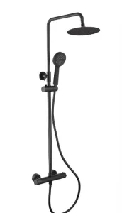 Cubico Vector Matt Black Thermostatic Round Shower