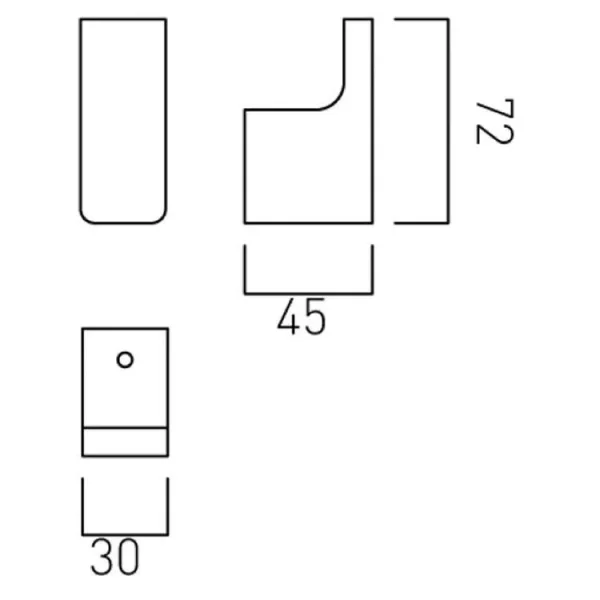 Vado Shama Robe Hook Wall Mounted Chrome technical drawing - Image 3