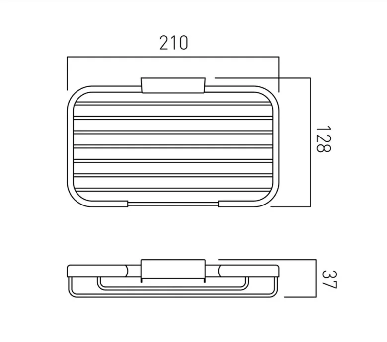 Vado Basket Large Rectangular Wall Mounted Chrome technical drawing - Image 2