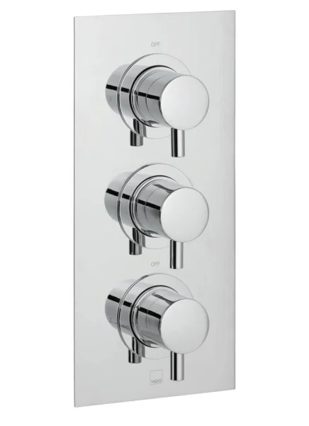Vado Dx Celsius 2 Outlet 3 Handle Concealed Thermostatic Valve Rectangular Backplate Chrome