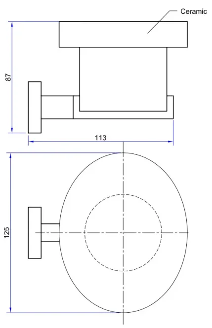 Crosswater Zeya Soap Holder Chrome technical drawing - Image 2