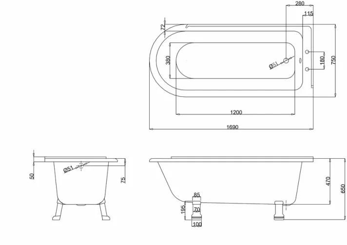 Burlingtonhampton Shower 1700 X 750mm detail view - Image 4