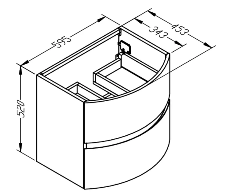 Crosswater Svelte Basin Unit 600 Grey Ash Veneer technical drawing - Image 3