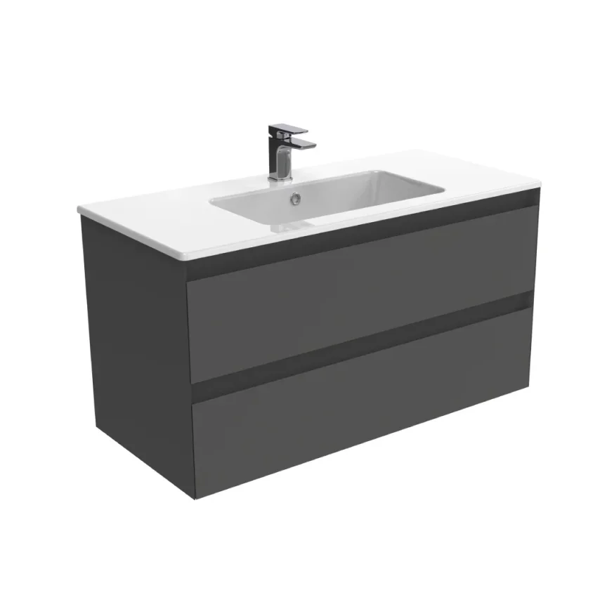 Saneux Uni 100cm 2 Drawer Wall Mounted Unit - Matte Anthracite product image - Image 1