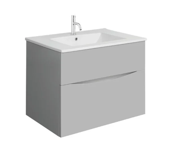 Crosswater Glide II 700mm Wall Mounted 2 Drawer Vanity Unit Storm Grey Matt
