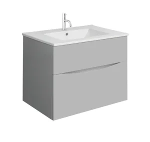 Crosswater Glide II 700mm Wall Mounted 2 Drawer Vanity Unit Storm Grey Matt