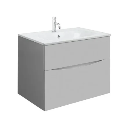 Crosswater Glide II 700mm Wall Mounted 2 Drawer Vanity Unit Storm Grey Matt detail view - Image 5