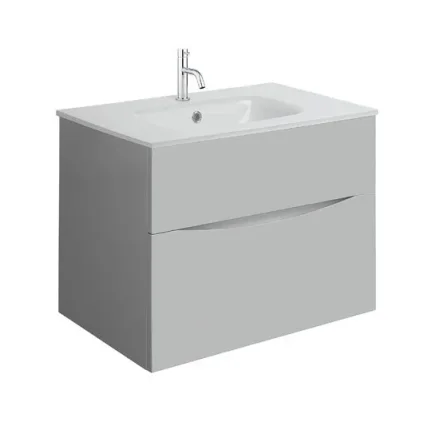 Crosswater Glide II 700mm Wall Mounted 2 Drawer Vanity Unit Storm Grey Matt detail view - Image 6