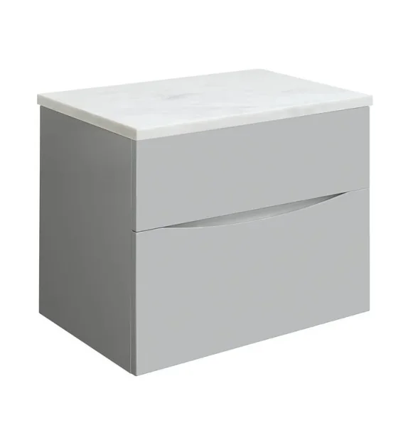 Crosswater Glide II 700mm Wall Mounted 2 Drawer Vanity Unit Storm Grey Matt detail view - Image 8