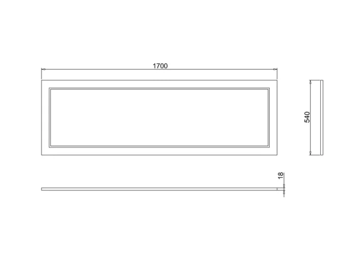Burlington Bath Panel 1700mm Matt White technical drawing - Image 3